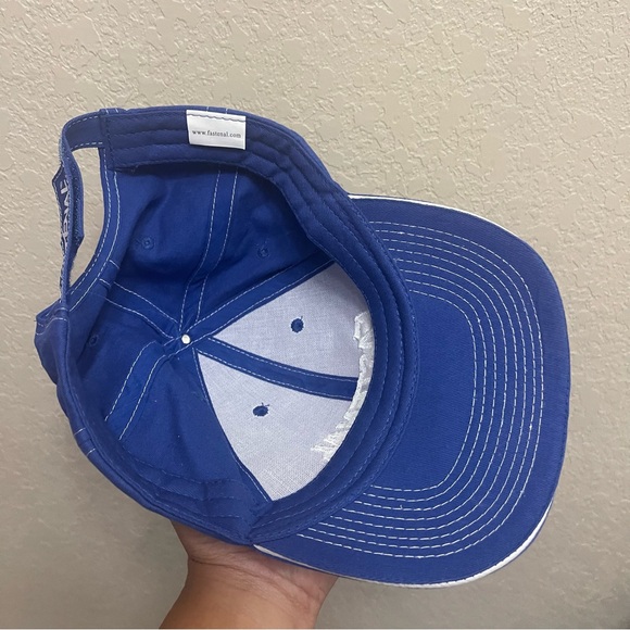 Blue Fastenal promotional hat full 6 panel with adjustable Velcro back strap - Picture 5 of 5